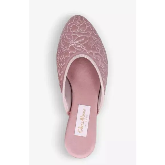 OLIVIA MORRIS AT HOME Poppy open-back satin slippers