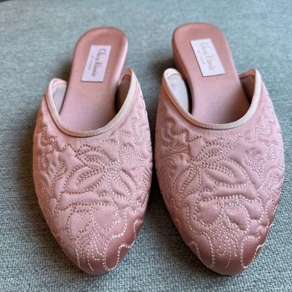 OLIVIA MORRIS AT HOME Poppy open-back satin slippers