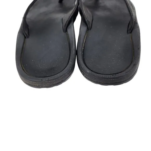 OluKai Black Ohana Cushioned Water-Resistant Flip Flop Shoes Size 10