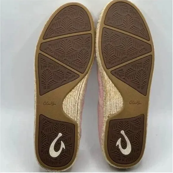 Olukai Kaula Pa’a Kapa Pink Linen Espadrille Shoes Women's US Size 11 EU 41