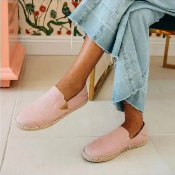 Olukai Kaula Pa’a Kapa Pink Linen Espadrille Shoes Women's US Size 11 EU 41