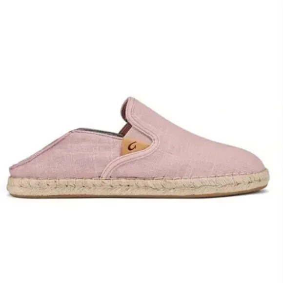 Olukai Kaula Pa’a Kapa Pink Linen Espadrille Shoes Women's US Size 11 EU 41
