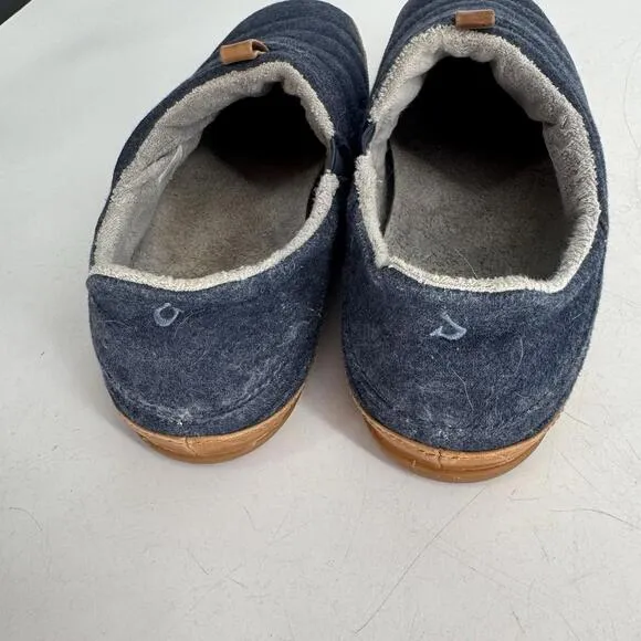 Olukai Mahana Shoes Mens Slippers Blue Slip On Comfort Size 13 Or 46