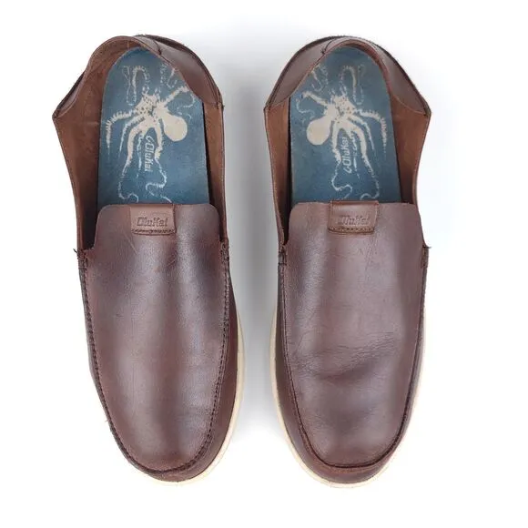 OLUKAI Nalukai Slip On Loafer Coffee Brown Leather Beachy Resort Old Money 13