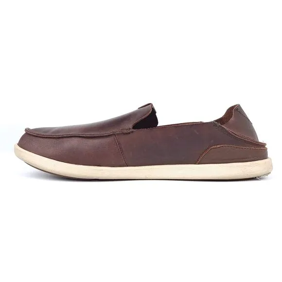OLUKAI Nalukai Slip On Loafer Coffee Brown Leather Beachy Resort Old Money 13