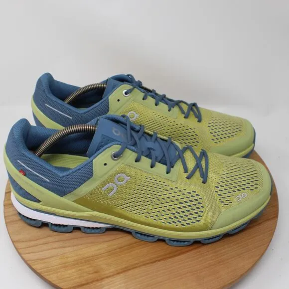 On Cloud Shoes Mens 12 Cloudsurfer 5 Running Sneakers Green Blue Gym Workout