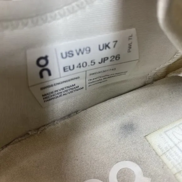 On Cloud X3 AD Undyed White Womens White Size 9 Athletic Running Shoes Sneakers