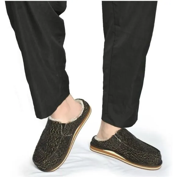 ✨ONCAI Mens Clog Slippers w Arch Support Stripe Faux Fur Cotton-Blend Slippers✨
