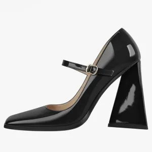 Onlymaker Ankle Strap Square Closed Square Toe Chunky Heel Mary Jane Pumps, NWT