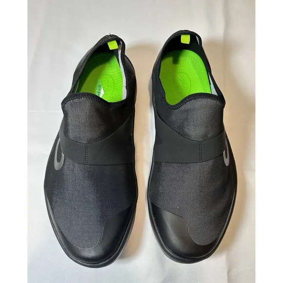 OOFOS OOmg Men's Size 12.5 Low Mesh Slip On Black Comfort Recovery Shoes EUC