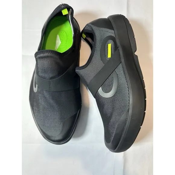 OOFOS OOmg Men's Size 12.5 Low Mesh Slip On Black Comfort Recovery Shoes EUC