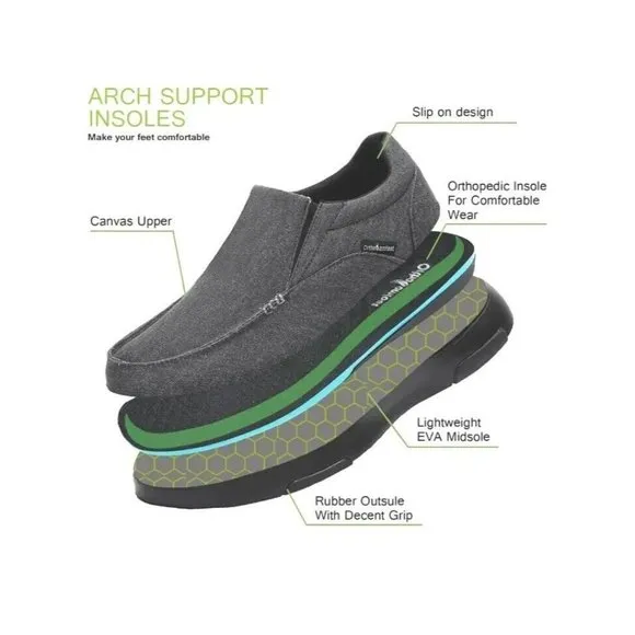 OrthoComfoot Men's Slip On Loafers,Arch Support Extra Cushioning &amp; Pain.…