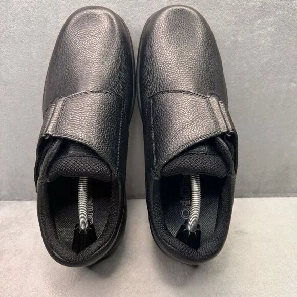 OrthoFeet 510 Broadway Mens Size 11.5 (2E) Shoes Black Leather Orthopedic Arch