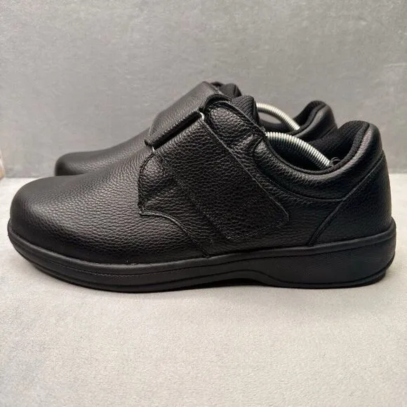 OrthoFeet 510 Broadway Mens Size 11.5 (2E) Shoes Black Leather Orthopedic Arch