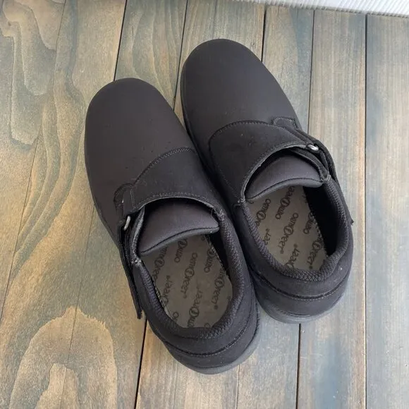 OrthoFeet 525 Bismarck Black Slip-On Orthopedic Shoes Mens Size 9.5 XXW (E8)