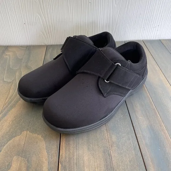 OrthoFeet 525 Bismarck Black Slip-On Orthopedic Shoes Mens Size 9.5 XXW (E8)