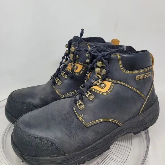 Orthofeet 681 Granite Composite Toe Work Boots Mens Sz 8.5 Black Safety Shoe 98%