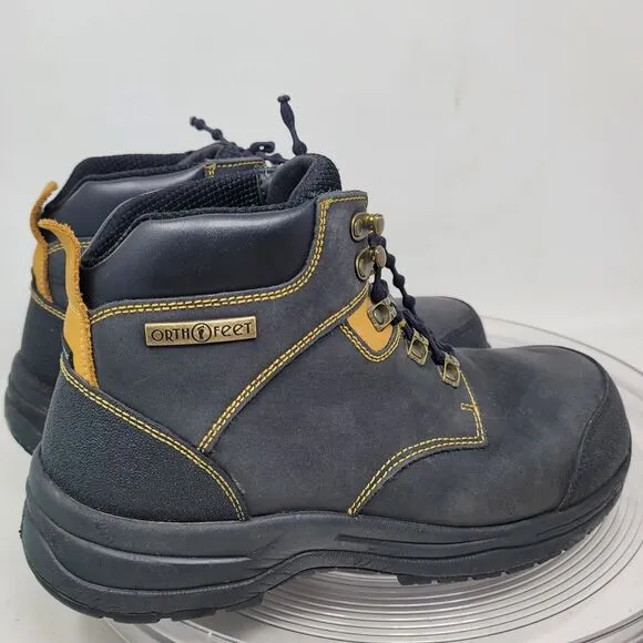 Orthofeet 681 Granite Composite Toe Work Boots Mens Sz 8.5 Black Safety Shoe 98%