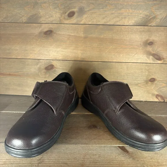 orthofeet broadway mens size 10 shoes brown leather orthopedic walking sneakers