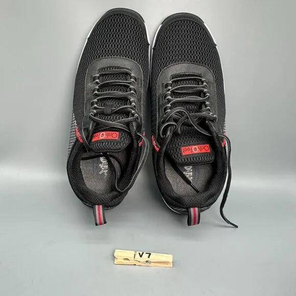 Orthofeet Edgewater Mens 10.5 Wide Black Orthopedic Knit Sneakers Lace-Up Shoes