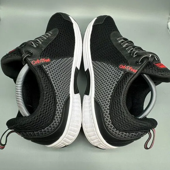 Orthofeet Edgewater Mens 10.5 Wide Black Orthopedic Knit Sneakers Lace-Up Shoes
