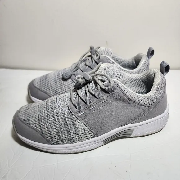 Orthofeet Francis Gray Knit Sneakers Orthopedic No Tie Shoes US Womens SZ 9 D