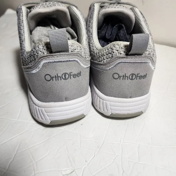 Orthofeet Francis Gray Knit Sneakers Orthopedic No Tie Shoes US Womens SZ 9 D