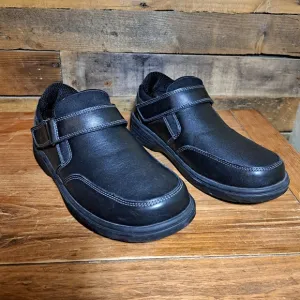 Orthofeet Men’s 7.5 D Medium Walking Shoes Black Leather Orthopedic 511