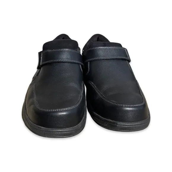 Orthofeet Men’s 9.5 2E Medium Walking Shoes Black Leather Orthopedic 511