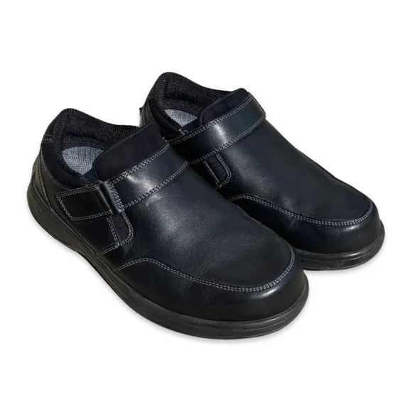 Orthofeet Men’s 9.5 2E Medium Walking Shoes Black Leather Orthopedic 511