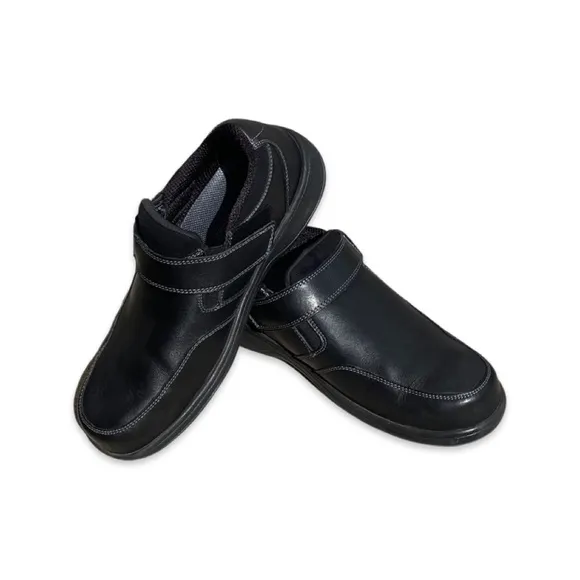 Orthofeet Men’s 9.5 2E Medium Walking Shoes Black Leather Orthopedic 511