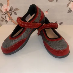 Orthofeet Shoes Chattanooga Mary Jane Orthopedic Comfort Diabetic Red Gray 10D
