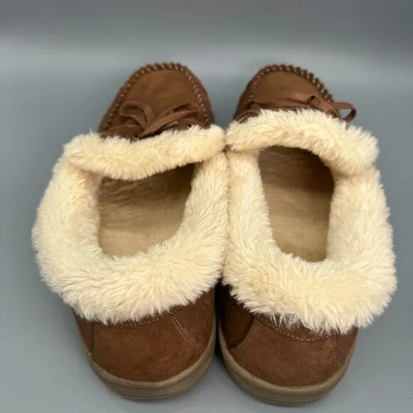 Orthofeet Tuscany Men's 11.5 Wide Brown Suede Orthopedic Faux Fur Pull-On Casual