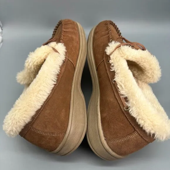 Orthofeet Tuscany Men's 11.5 Wide Brown Suede Orthopedic Faux Fur Pull-On Casual