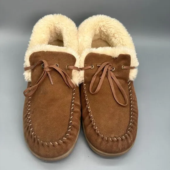 Orthofeet Tuscany Men's 11.5 Wide Brown Suede Orthopedic Faux Fur Pull-On Casual