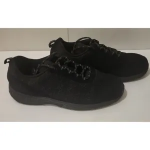Orthofeet Women's Othopedic Black/Coral Knit Sneakers 10.5 Widewidth