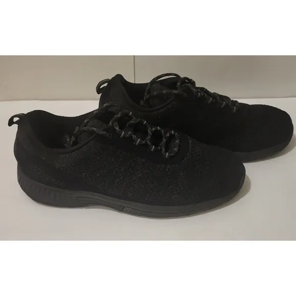 Orthofeet Women's Othopedic Black/Coral Knit Sneakers 10.5 Widewidth