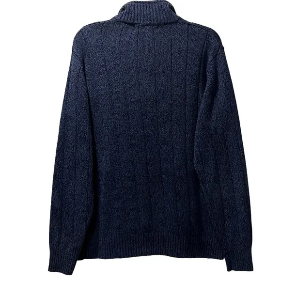 Oscar de la Renta Luxury Sweater Classic Ribbed Quarter Zip Navy Blue Siz Medium