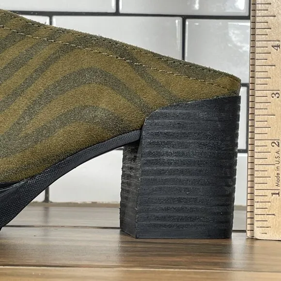 OTBT Split Womens Size 6 Shoes Tiger Print Suede Chunky Block Heel Slip On Mule