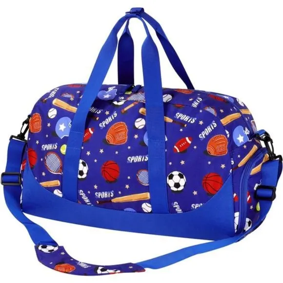 OVERNIGHT Bags for Kids Duffel Bags Basketball-Blue