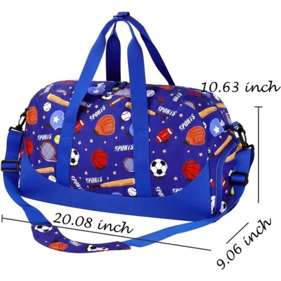 OVERNIGHT Bags for Kids Duffel Bags Basketball-Blue