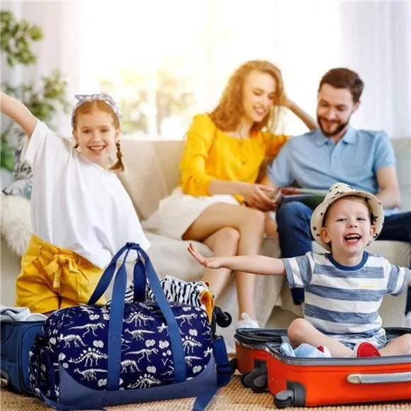 OVERNIGHT Bags for Kids Duffel Bags Dino Fossil-Blue