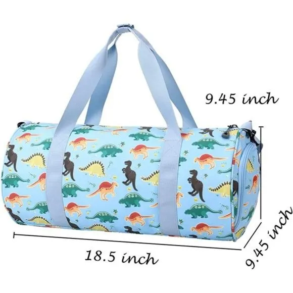 OVERNIGHT Bags for Kids Duffel Bags Dinosaur-Blue