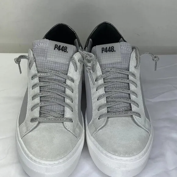 P448 Women’s Thea Platform Sneakers Roccia Gray Size 9 Lace-Up Round Toe –