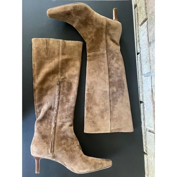 PAIGE Women's Ansley Mid-Calf truffle suede Boots Size 10