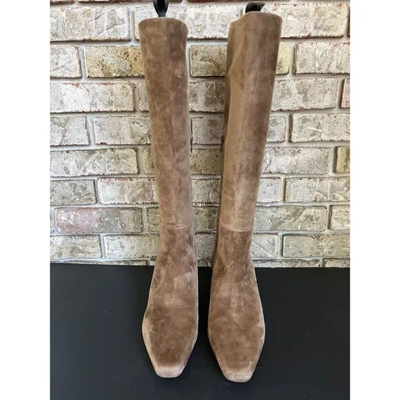 PAIGE Women's Ansley Mid-Calf truffle suede Boots Size 10