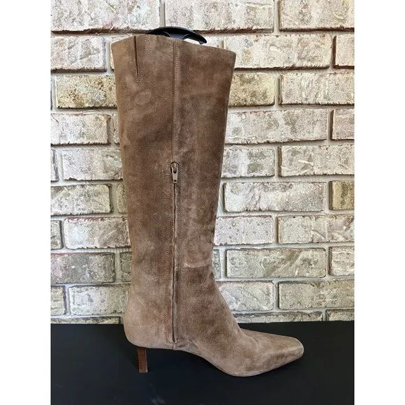 PAIGE Women's Ansley Mid-Calf truffle suede Boots Size 10