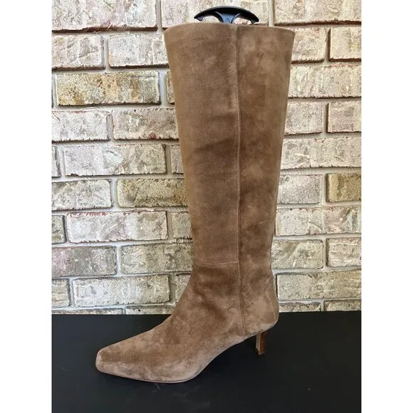 PAIGE Women's Ansley Mid-Calf truffle suede Boots Size 10