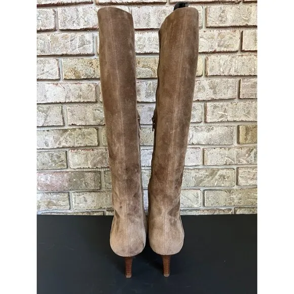 PAIGE Women's Ansley Mid-Calf truffle suede Boots Size 10