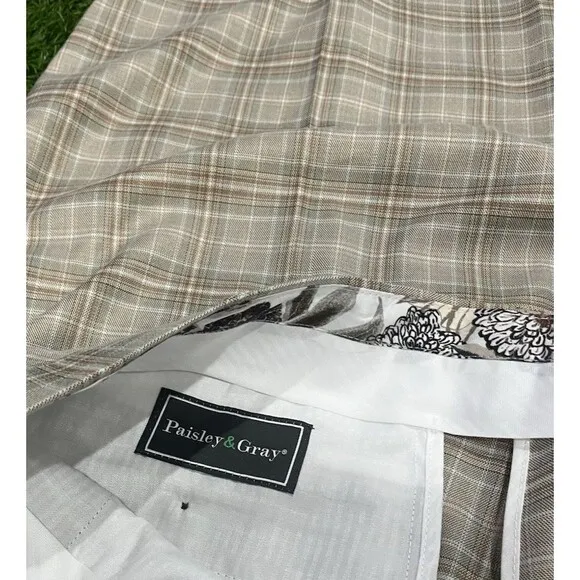 Paisley &amp; Gray Slim Fit Downing Brown Plaid  Checkered 44 x 32 New